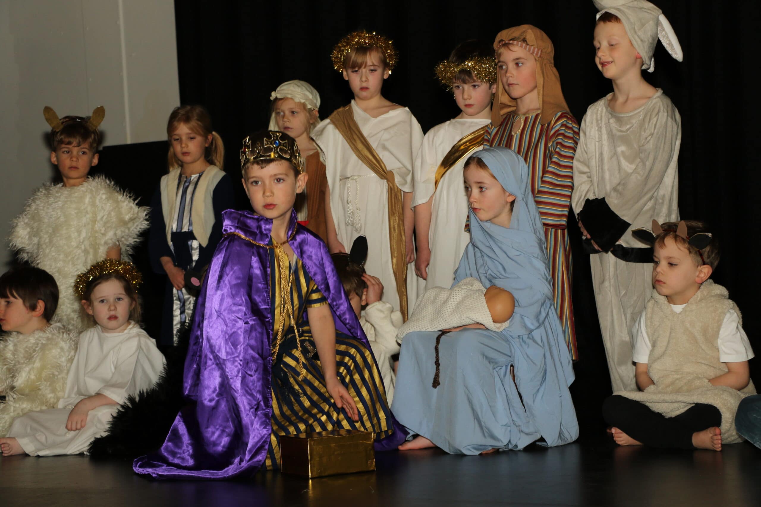 Group of school children performing nativity play