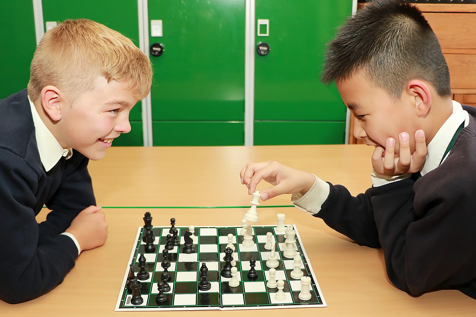 Pupils playing a game of chess