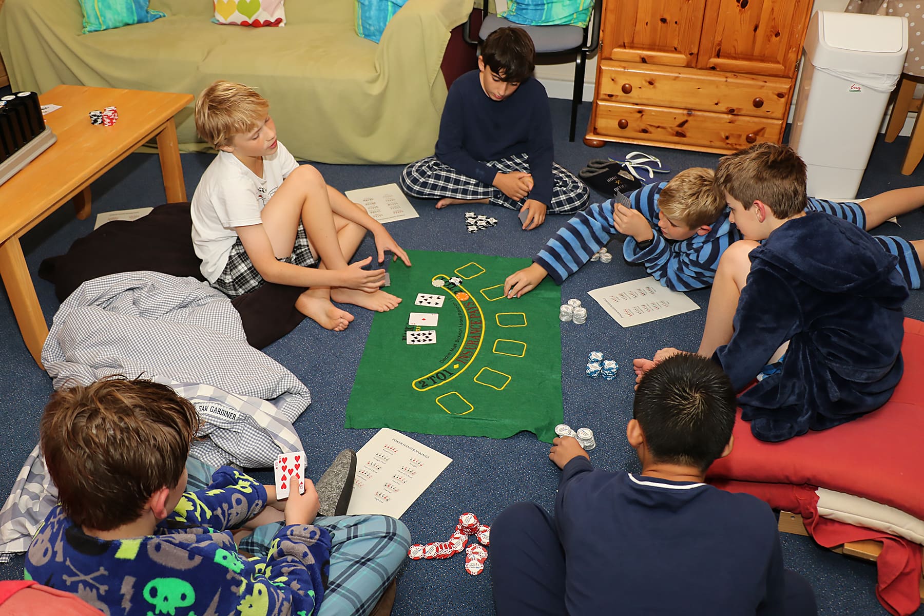 Pupils playing card games