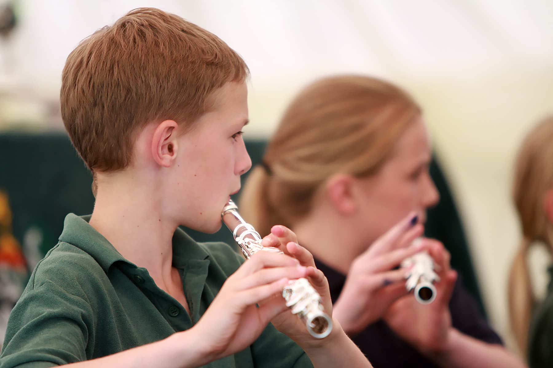 Pupils playing woodwind instruments