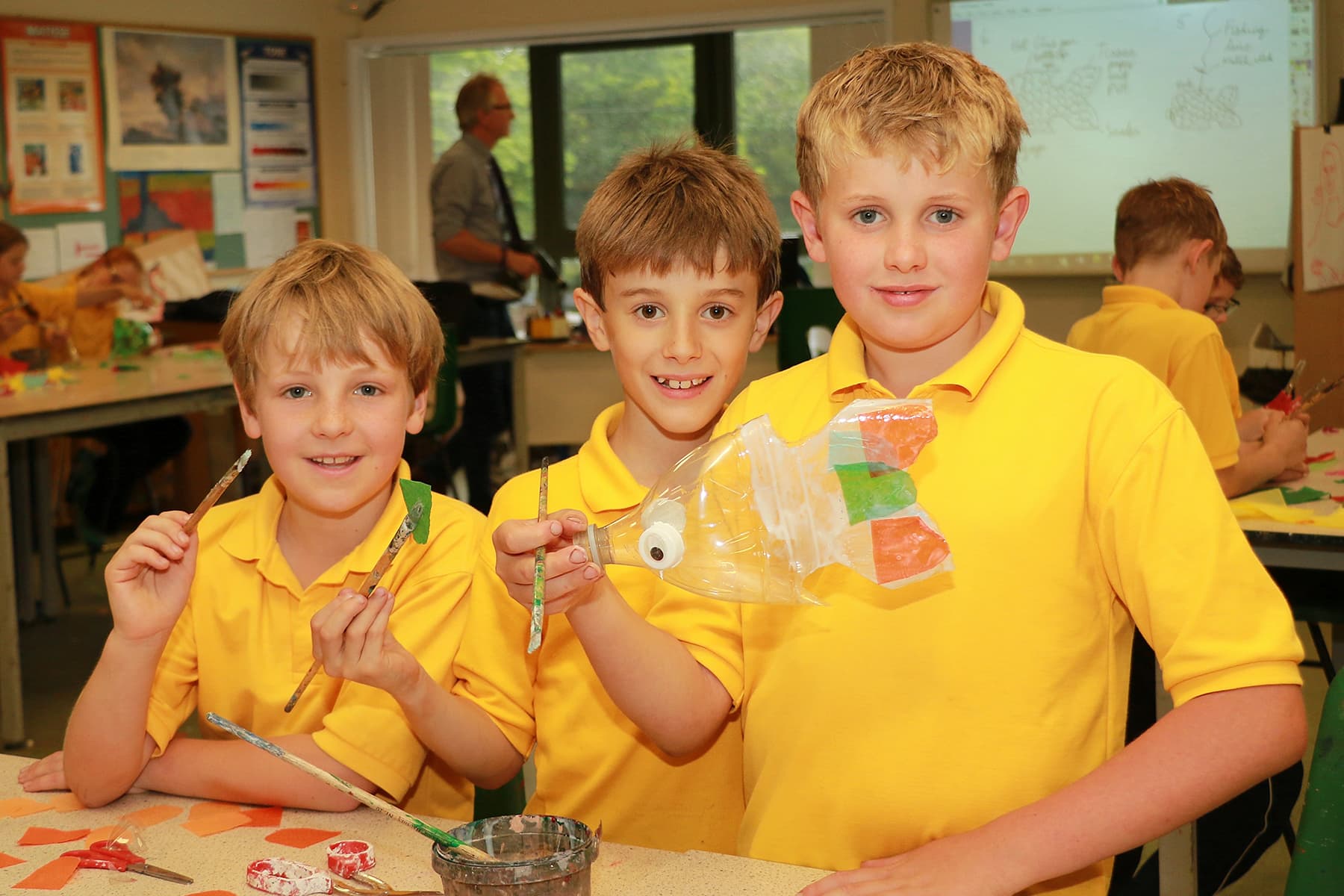 Prep school pupils working on art projects